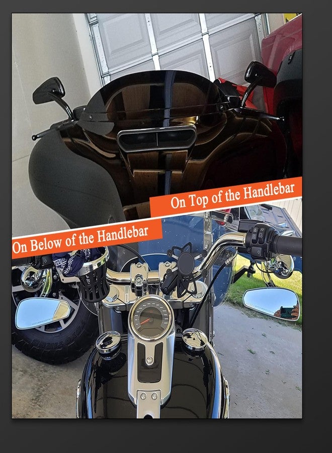 FOVPLUE Handlebar Mount Mirrors, Motorcycle Rearview mirrors for 1982-2025 Harley Models, for CVO Dyna Touring Electra Glide Road Glide Road King Softail Street Glide Sportster 1200 883, Gloss Black - Image 4